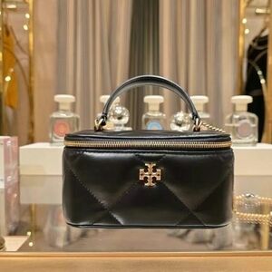 Tory Burch Kira Diamond Vanity Black Quilted Cosmetic Case